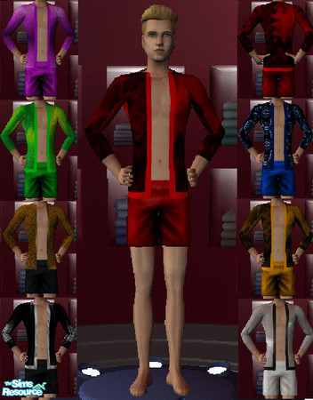 Sims 2 — Short Robe Lounge Set by KingDalt777 — Adult Male Satin Lounge Set, for romantic nights at home.