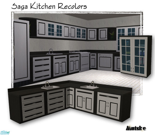 Sims 2 — Saga Recolorset - Black by Mutske — Recolor set of the Saga Kitchen collection. In Black.