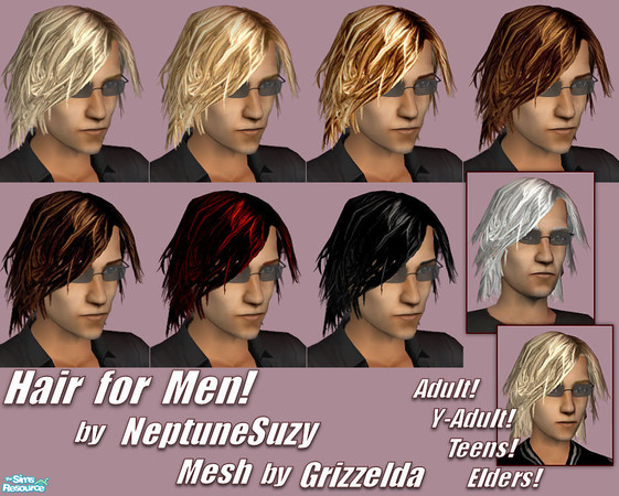 Sims 2 — NSC Hair for Men - Set 13  by Neptunesuzy — Your Sims will Love this Shaggy Men's Hair Style! For Adults, Young