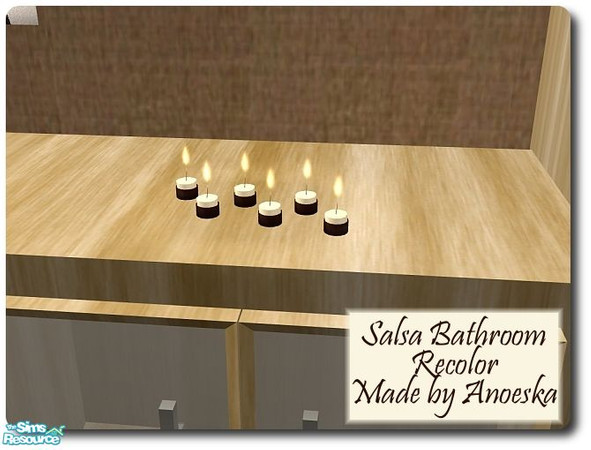 Sims 2 — Salsa Bathroom recolor Candles by AnoeskaB — 6 Small cream colored candles with a darkbrown base. Make your