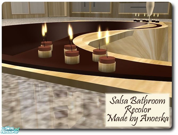 Sims 2 — Salsa Bathroom recolor Candles  by AnoeskaB — 6 Small darkbrown candles with a lightwood base. Make your