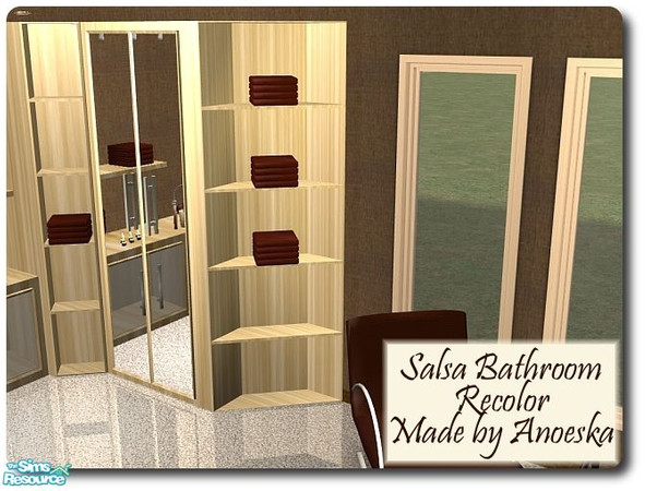 Sims 2 — Salsa Bathroom recolor Corner  by AnoeskaB — Modern lightwood outward corner with 5 working shelves. Objects