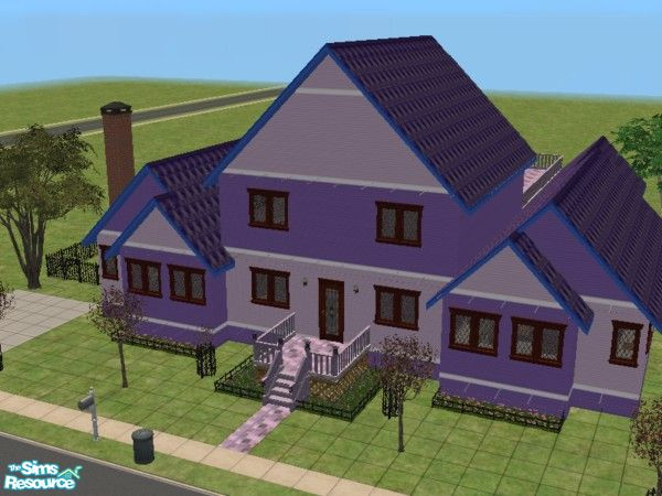 Sims 2 — Living in Purple by R.Quest — This is a Traditional house with some nice features. Eat in Kitchen, 4 Large