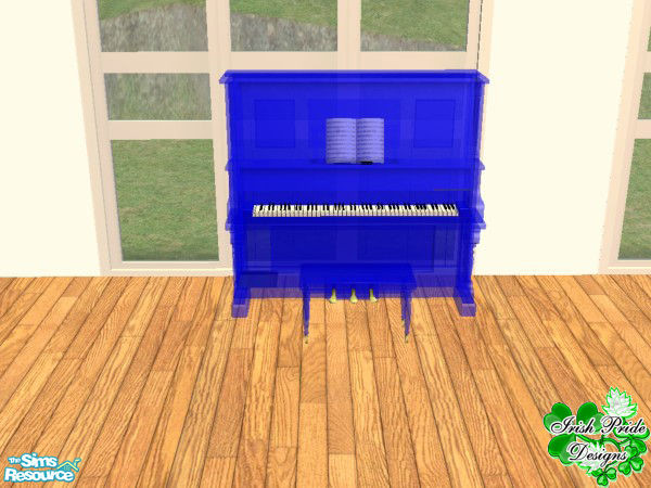 Sims 2 — Blue Glass Music Set - Piano by Irish Pride — The Blue Glass Piano is like no other. Constructed from tempered