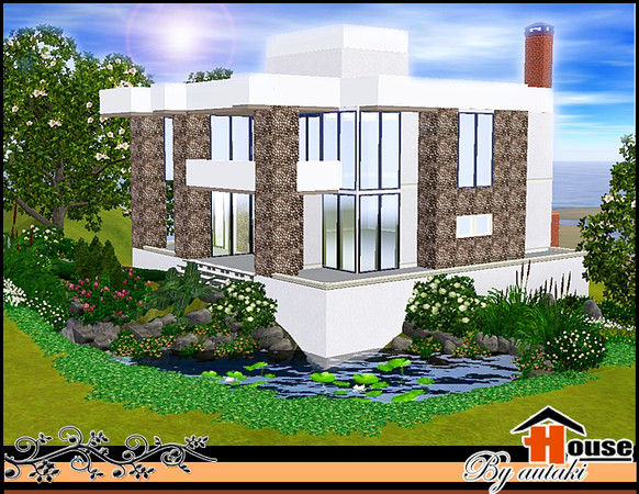 Sims 3 — Modern compact by autaki — Compact modern home in a small area, but much Suitable for small families. A modern