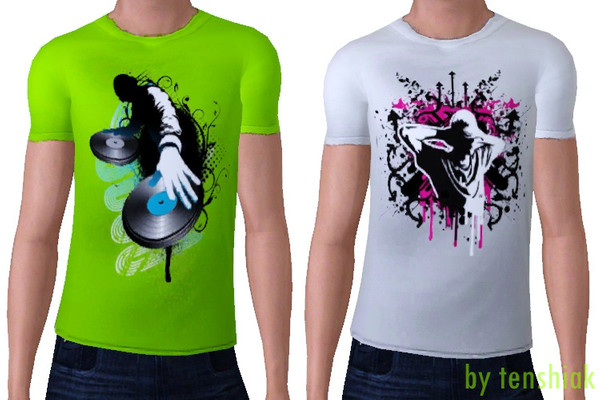 Sims 3 — Clubbers' T-shirts for Teens by tenshiak — Recolorable.