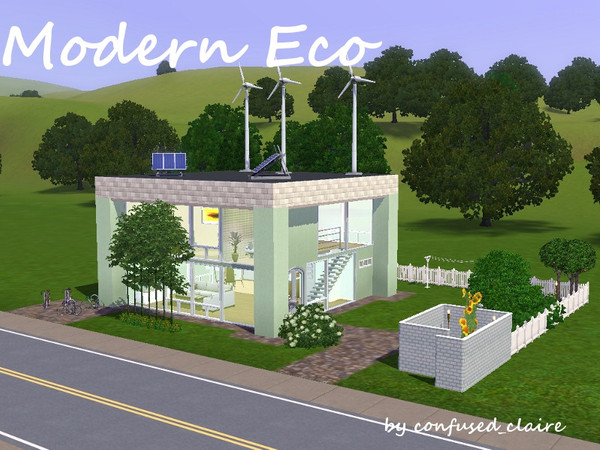 Sims 3 — Modern Eco-- CC Free by confused_claire — This beautiful home is perfect for your eco friendly sims, who want to
