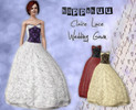 Sims 3 — Claire Lace Wedding Gown by _happshuu_ — A strapless dress with three recolorable area. Lace bodice, full skirt