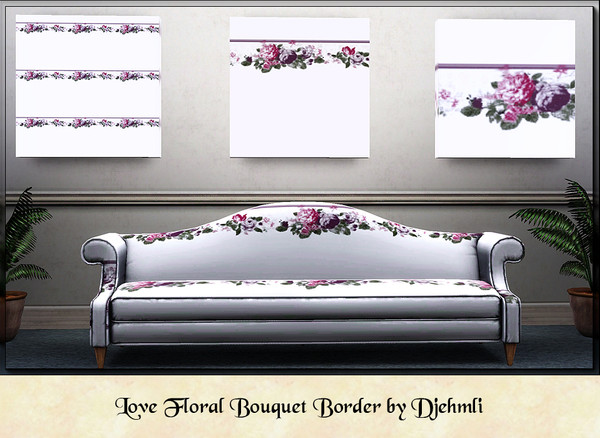 Sims 3 — Djem_Love Floral Bouquet Border by djehmli — A classic floral bouquet border. Four Color-able palettes. Created