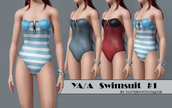 Sims 3 — PW Swimsuit 1 by PatternWitch — YA/A Swimsuit 1 by PatternWitch@TSR 2 Recolorable Palettes 