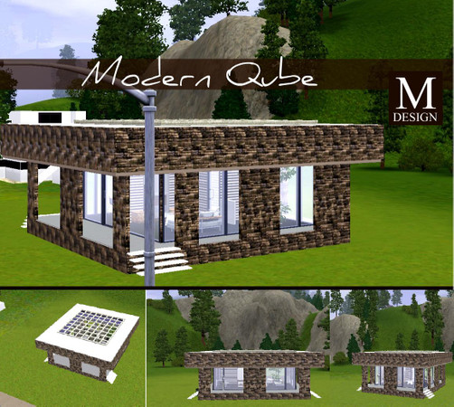 Sims 3 — 'Midcentury Qube' - Modern Starter *FF* by moieem — by moieem