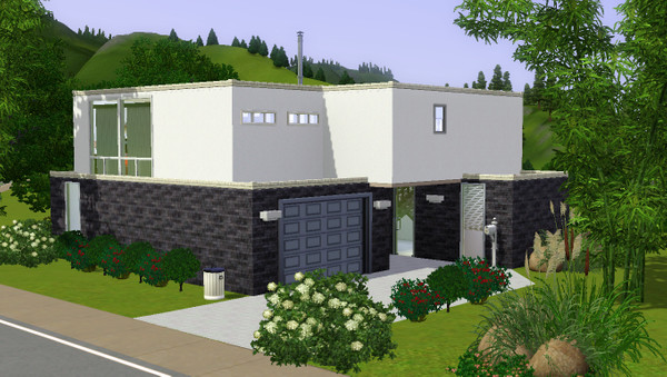 Sims 3 — Modern Touches by OkieOK01 — A modern themed home. First level includes a garage, utility and full bath. Second