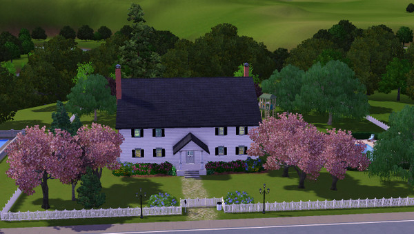 Sims 3 — Colonial Inspiration by OkieOK01 — 5 Bedrooms, 3 1/2 Baths, Formal Dining, Formal Living, Office, Breakfast,