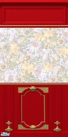 Sims 2 — Red Panel Hall Quaint by titanicbrittanic — The red paneling Maxis without the divider makes a nice contiuing