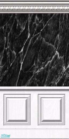 Sims 2 — Black Marble with White Wood Wall by corylangreck — My Black Marble wallpaper with white wood trim for contrast.