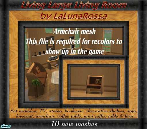Sims 2 — Living Large Living Room - Armchair by LaLunaRossa72 — This armchair is a delight to Sims in need of a little