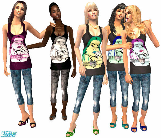 Sims 2 — Rock chick outfit by 12sandra11 — A cool and hip outfit for your sims! Must download mesh from Ahthan. 