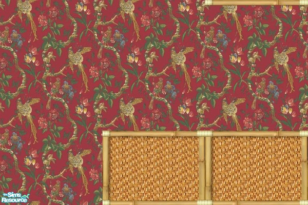 Sims 2 — Red Jungle Vines Set by tamlfra — If you like bright colors, in tropical patterns, then you may love this set of