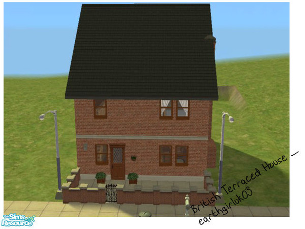 Sims 2 — British Terraced House by earthgirluk03 — A lovely british terraced red brick house, complete with garden shed!