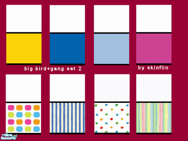 Sims 2 — big bird+gang set 2 by skinflin — these are the base wall to go with big bird+gang set 1.or use on there own