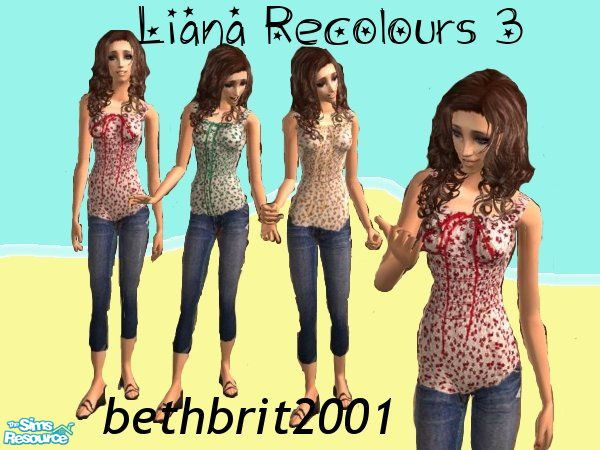 Sims 2 — Another Liana set -  by bethbrit — Another recolour of a Liana mesh. IT's the mesh with boob tube and hot pants