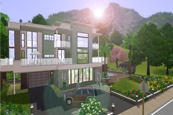 Sims 3 — Olactra 39 by flying — This house is build on a 40 x 30 lot. And have a lovely good looking garden, a pool and
