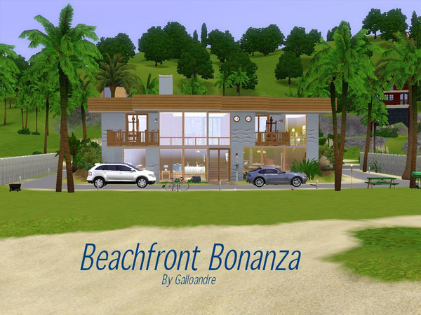 Sims 3 — Beachfront Bonanza by Galloandre — This Sunset Valley beach home is a Sim roomie's dream! The front faces the