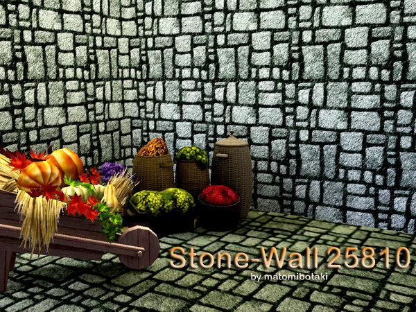 Sims 3 — Stones-Wall  25810 by matomibotaki — Stone pattern in grey, dark green and white, 3 channel, to find under