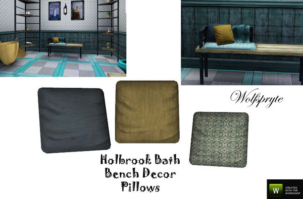 Sims 3 — Holbrook Bath Bench Pillow TSRAA by wolfspryte — part of the Holbrook Bath Collection *Essentials* Everyone