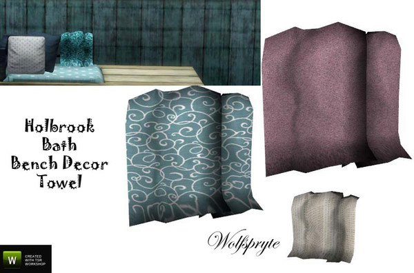 Sims 3 — Holbrook Bath Bench Decor Towel TSRAA by wolfspryte — Part of the Holbrook Bath Collection *Essentials* Just a