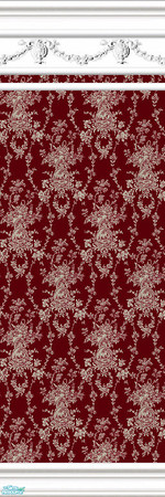 Sims 2 — jsf2RSRubyToile by jsf —  Rope swagged white mouldings hold a wallpaper of silver and white toile patterns on a