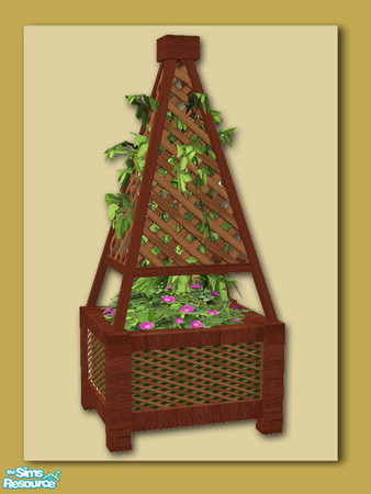 Sims 2 — Summer Days- Pyramid Planter - Dark by Shakeshaft — Part of a recolour of my Summer Days Patio Set, in a rich