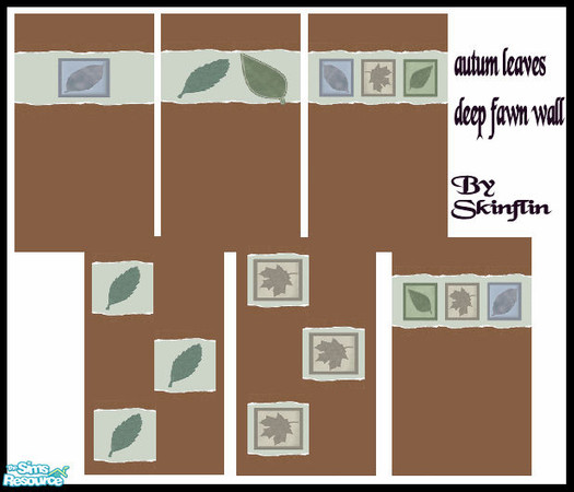 Sims 2 — leaves set by skinflin — brown fawn wall with leaf patterns..