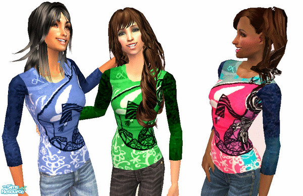 Sims 2 — Designer top by 12sandra11 — A cute top from Custo Barcelona. It is long, and can be worn with lowcut jeans.
