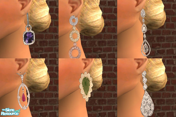 Sims 2 — Mixed Earrings Set by owaizzz — this set contains 6 different modern earrings. required mesh from