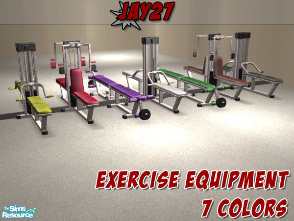 Sims 2 — Exercise Equipment Recolors by Jay27 — Matching set of the exercise equipment. Each color works for all three