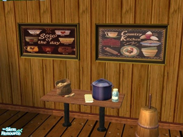 Sims 2 — Diner-Kitchen Prints by drewsoltesz — A recolour of the Sims 2 original object "Oil Fantasyscape"