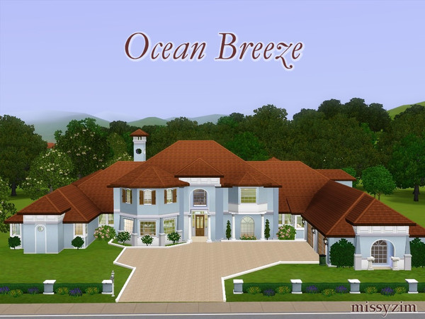Sims 3 — Ocean Breeze by missyzim — NO custom content! A beautiful Italianate style coastal mansion. This house boasts 8