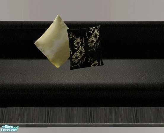 Sims 2 — Midnight Gold Living Cushions by Riverwillows — Soft black leather and rich gold tones accentuate this lovely