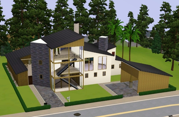 Sims 3 — Three Palms Villa by spinkle22 — A large three-bedroom house with pool and outdoor area. Prices: Unfurnished -