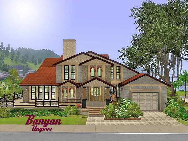 Sims 3 — Banyan by ung999 — - This lot located at120 Wright Way - Requires WA, HEL, Ambitions 