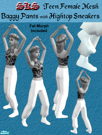 Sims 2 — Mesh TFB Baggy-DC by 71robert13 — Baggy jeans with sneakers for TEEN GIRLS. Pants have left leg bloused and