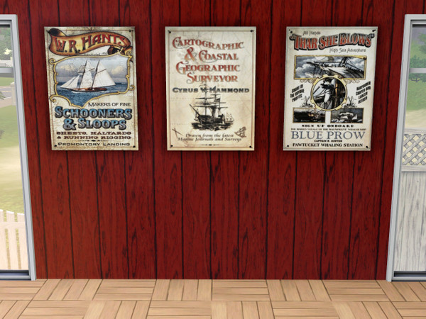 Sims 3 — Vintage Nautical Shipping Signs by samusa06 — 3 Nautical Posters for your seaside lots. Created by Samusa06.