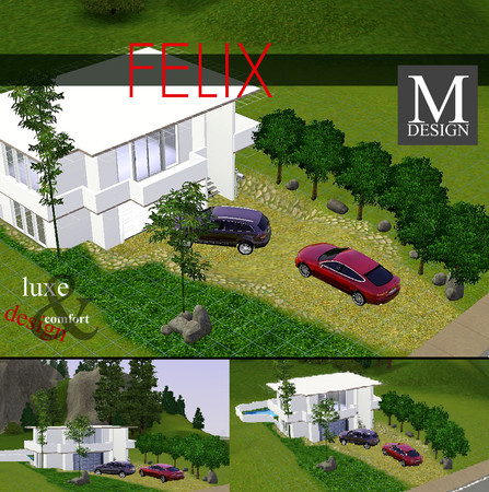 Sims 3 — 'Felix' - Modern white house by moieem — by moieem CARS NOT INCLUDED