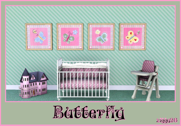 Sims 3 — Butterfly  by ziggy28 — Four sweet butterfly pictures by the artist Stephanie Marrott. Cloned from the Maxis