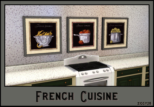 Sims 3 — French Cuisine  by ziggy28 — Three paintings of French Cuisine by the artist Charlene Audrey. Cloned from the