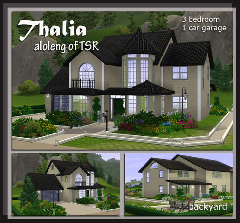 Sims 3 — Thalia by aloleng — 3 bedroom, 3 toilet and bath, 1 car garage home. WA expansion pack is needed.