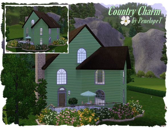 Sims 3 — Country Charm by PenelopeT — This very well landscaped home has great floorplan, comfortable sized rooms and a