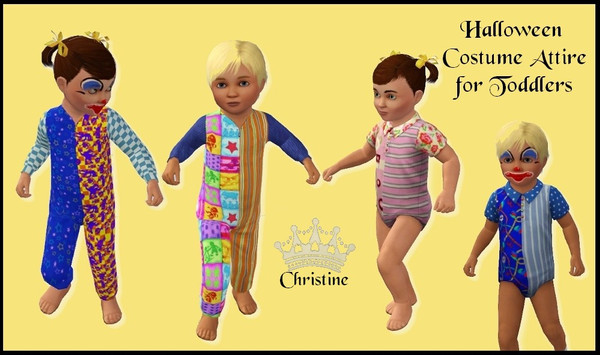 Sims 3 — Halloween Outfits For Toddlers by cm_11778 — I took the sleeper and onesie outfits and changed the mask on them