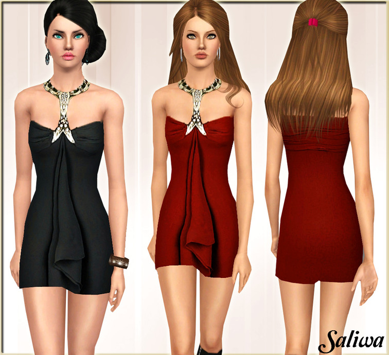 Sims 3 - Elfin Dress by saliwa - Non recolorable neck accessory. 